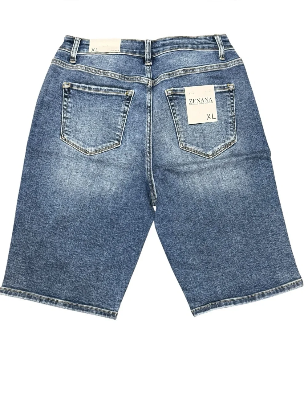 Zenana Bermuda High Waist Denim Shorts NWT